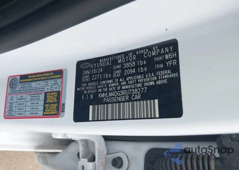 2024 Hyundai Elantra Sel из США, поврежденный, VIN KMHLM4DG3RU738277